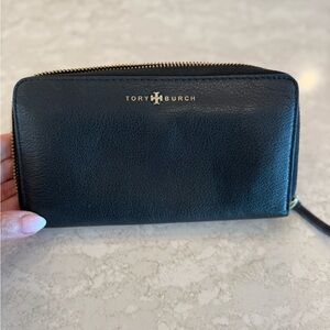 Tory Burch Black Zip-Around Wallet